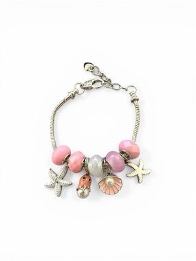 Pink Beach European Charm Bracelet with Starfish & Shell Charms